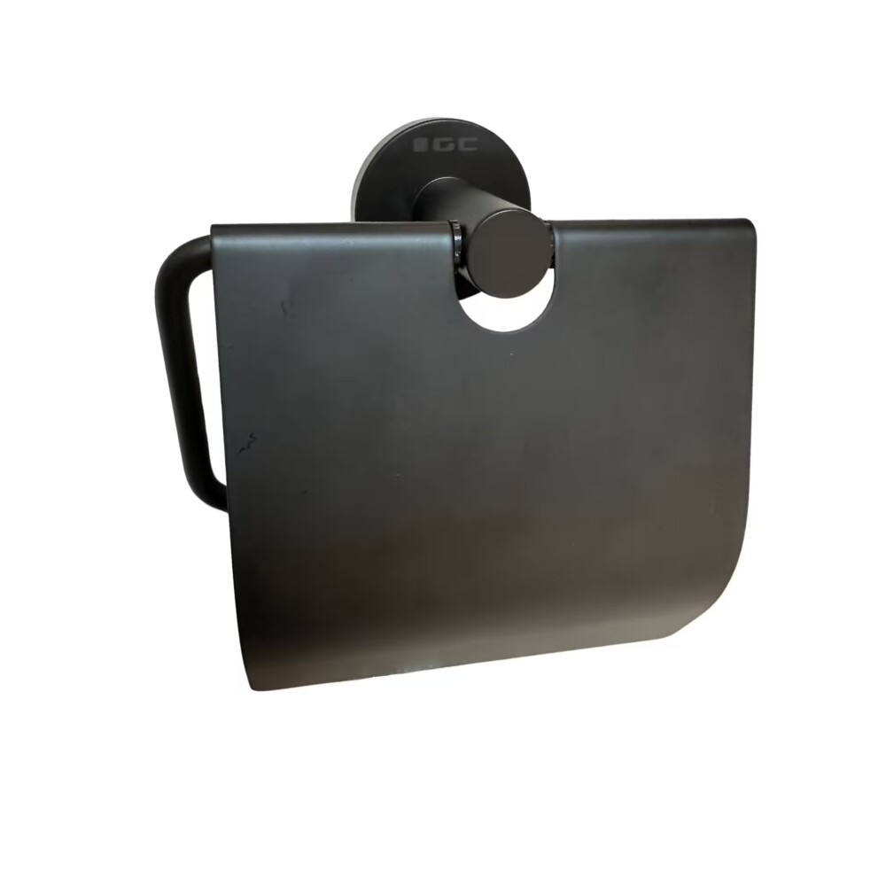 Portarollo negro mate con tapa Milano Dmc Portarollo Negro Mate Con Tapa Milano Dmc