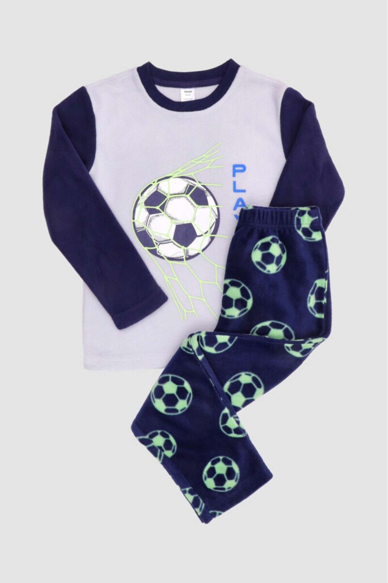Pijama infantil polar futbol - Azul 