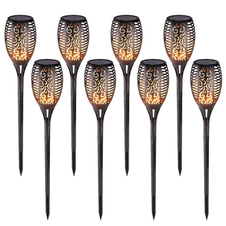 Set x8 Antorcha Led Lámpara Solar Efecto Llama Estaca Hog007004
