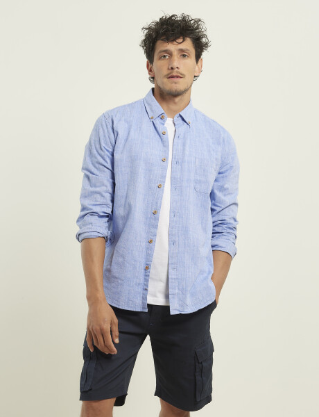 012502 CAMISA HARRINGTON LABEL Azul Melange