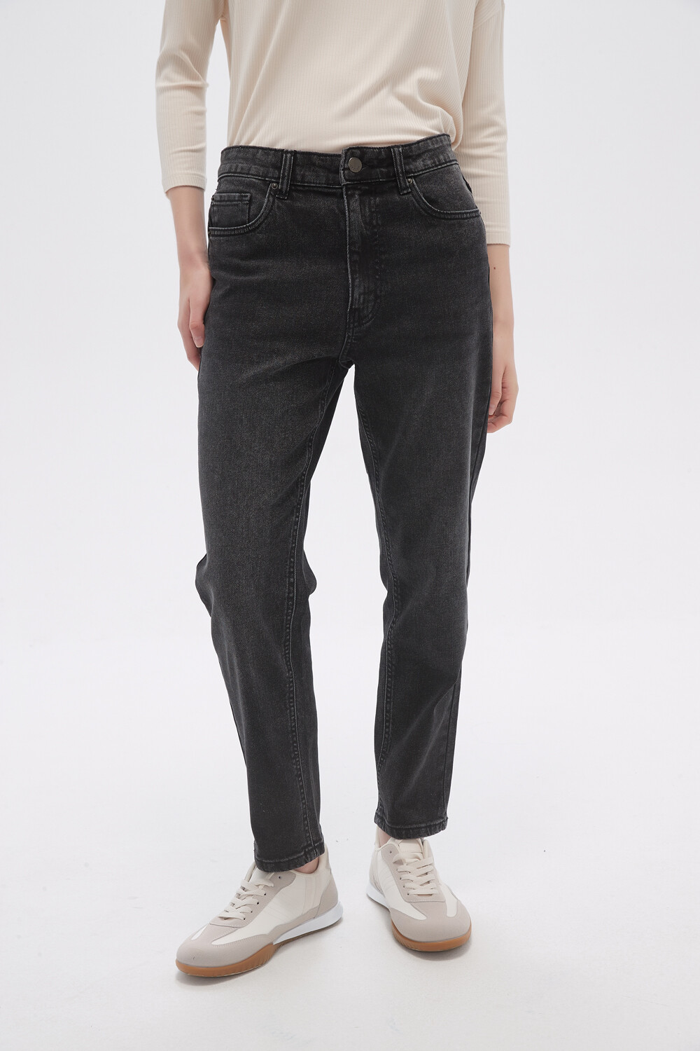 Pantalon Jeaniu Gris Oscuro