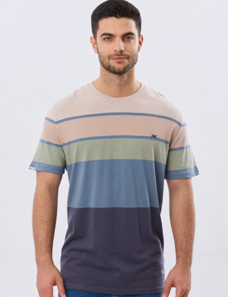 REMERA RAYADA DE ALGODÓN Beige
