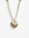 Collares Largos Perla Collar Largo Con Corazón Brushed - Dorado