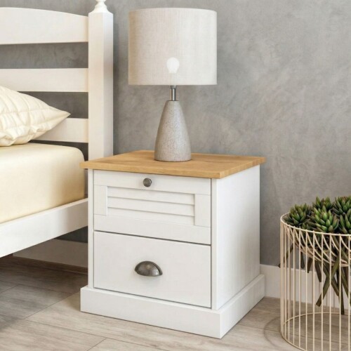 Mesa de Luz - 2 Cajones - Línea Valenciana - Blanco Mesa de Luz - 2 Cajones - Línea Valenciana - Blanco