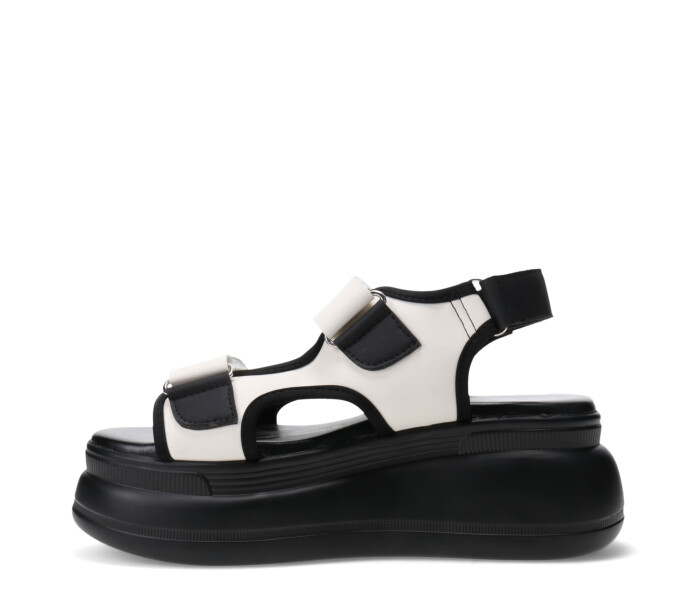 Sandalia SAIGNON con velcros y plataforma Offwhite/Black