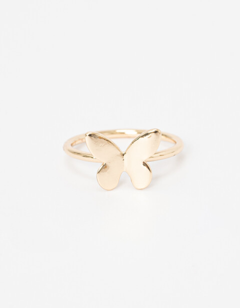 Anillos Chicos Metal Anillo De Metal Mariposa. - Dorado