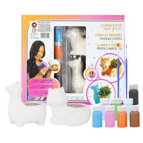 Set de 2 macetas de ceramica + kit de pintura Set de 2 macetas de ceramica + kit de pintura