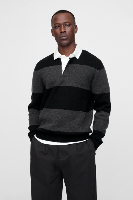 Buzo Tipo Polo A Rayas Hombre Grey Multi Stripe V2