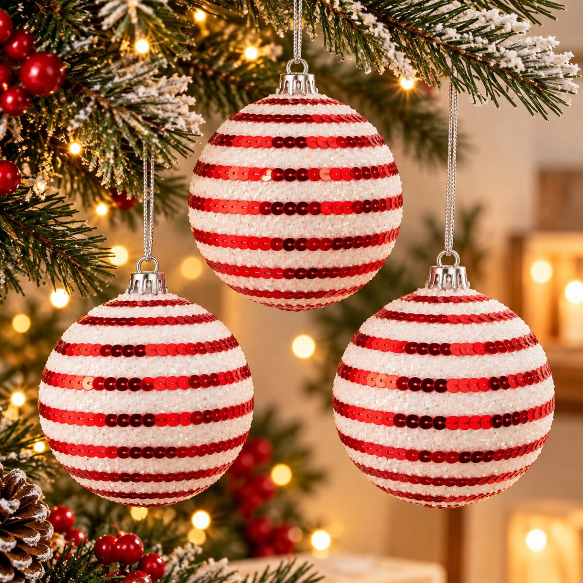 Esferas de Navidad con Lentejuelas x3 