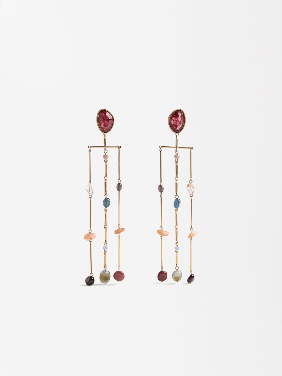 Pendientes Largos Con Piedras multicolor