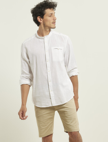 Camisa Harrington Label Lino Blanco