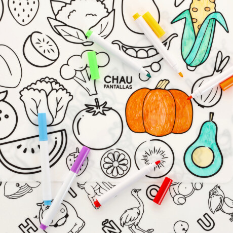 Lámina Para Colorear Lavable Abecedario Y Frutas Y Verduras 001