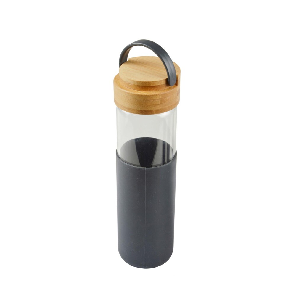BOTELLA C/TAPA 550ML BAMBU-Y-VIDRIO GRIS 6BAV024