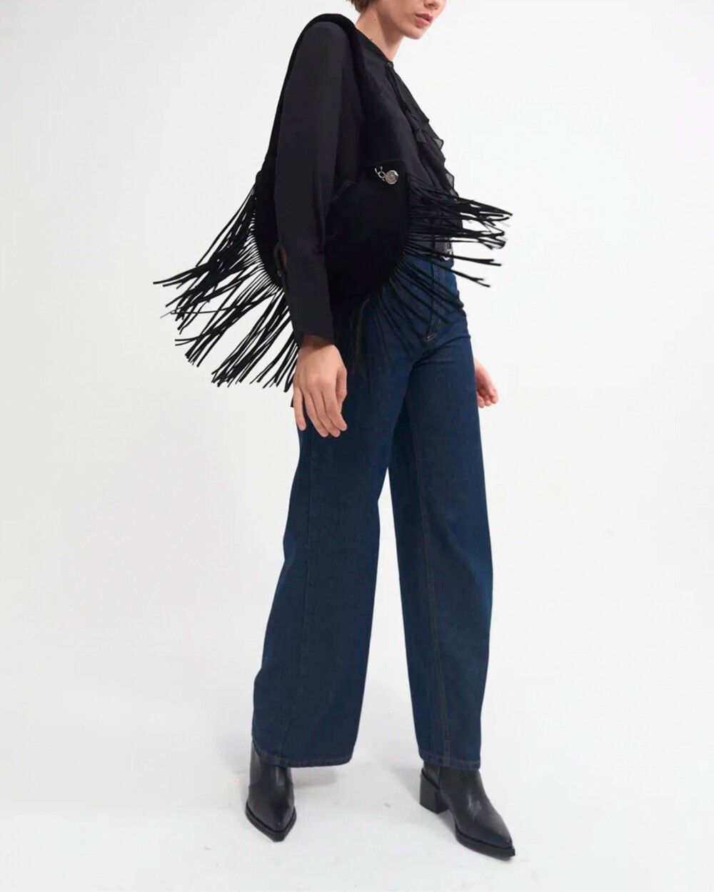 Bolso Amazonia en cuero gamuza Negro