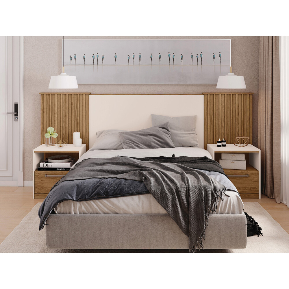 RESPALDO DE CAMA LUCIUS COLOR BURITI/OFF WHITE Respaldo De Cama Lucius Color Buriti/off White