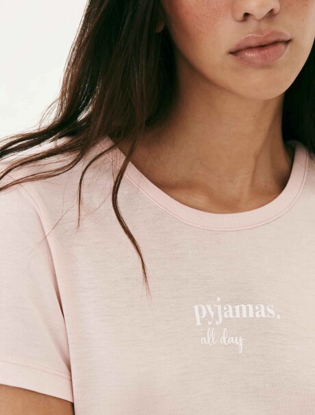 PIJAMA CON ESTAMPA DE ALGODÓN ROSADO