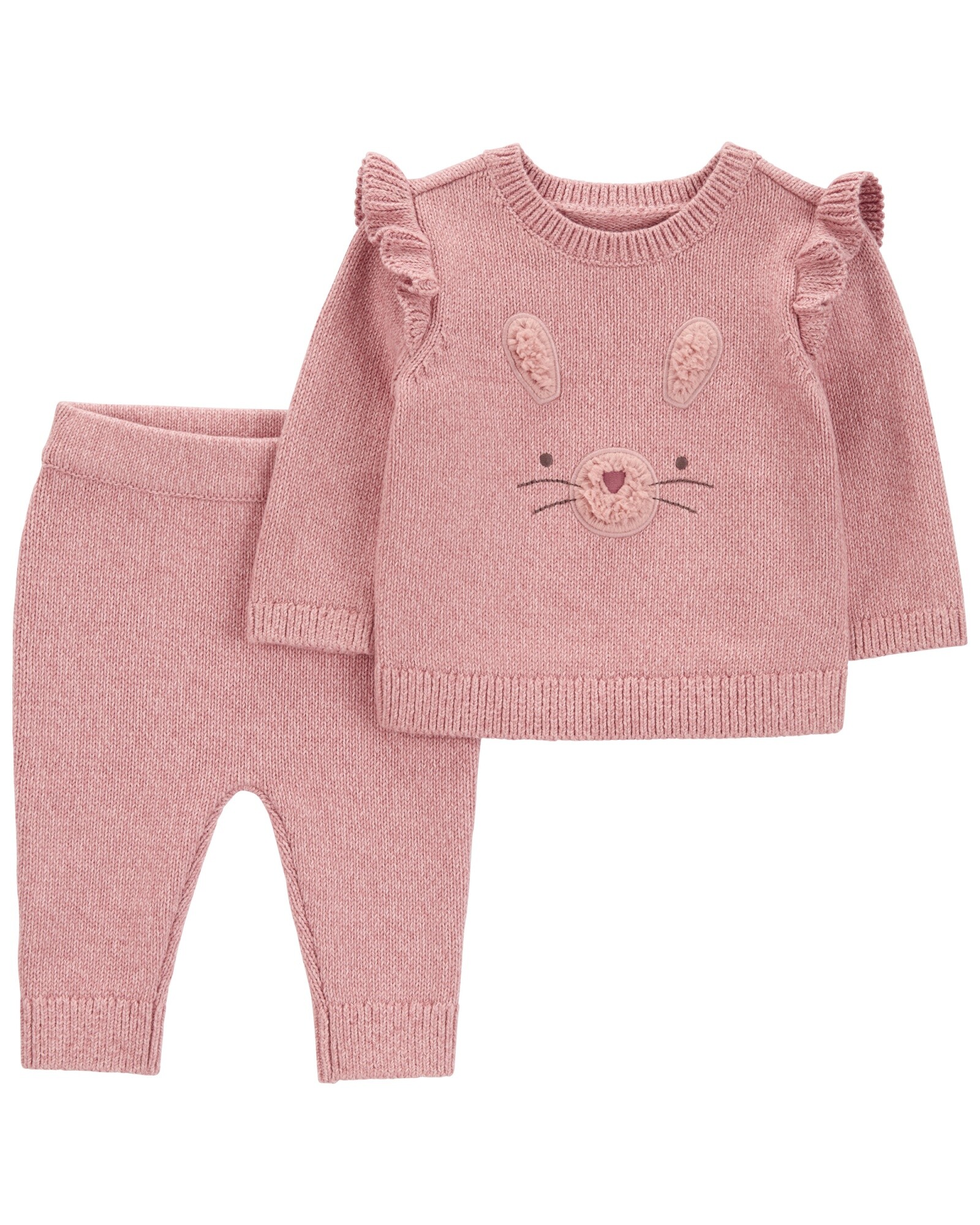Set dos piezas de algodón, pantalón y buzo, diseño conejita Sin color