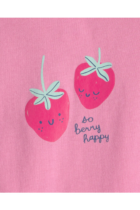 Body de algodón, manga corta, rosado, estampa frutillas Body de algodón, manga corta, rosado, estampa frutillas