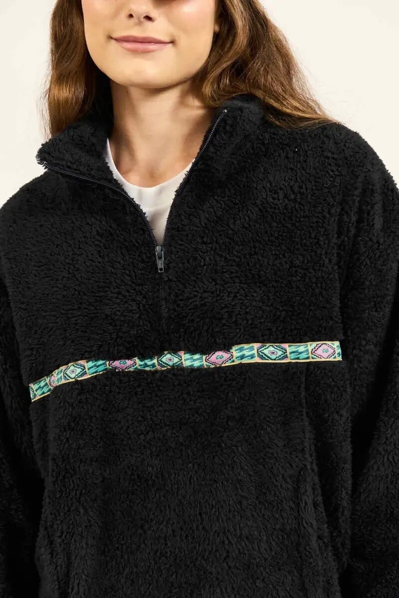 PORLAR SWIPE MOCK SHERPA J-negro
