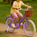 Bicicleta Infantil Rodado 20 Con Rueditas Auxiliares y Canasto Violeta