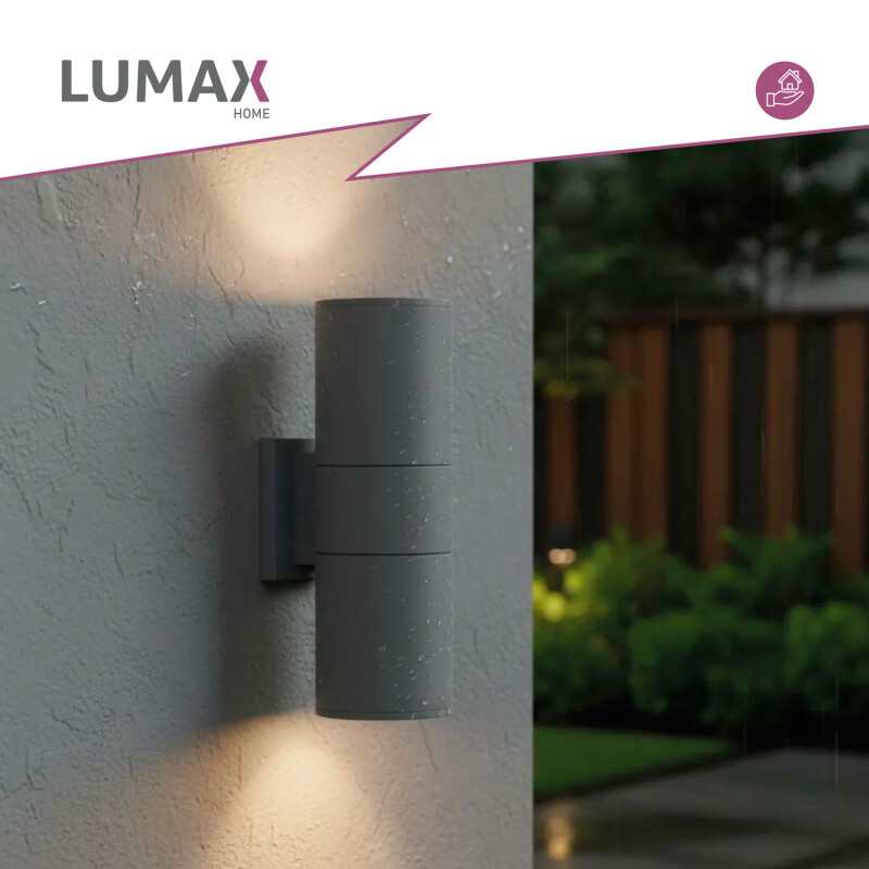Lámpara Exterior Doble en Aluminio Lumax Modelo Stafford Gris