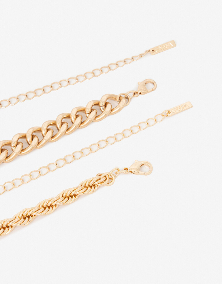 Collares Cortos Metal Set De Collares Combinados - Dorado