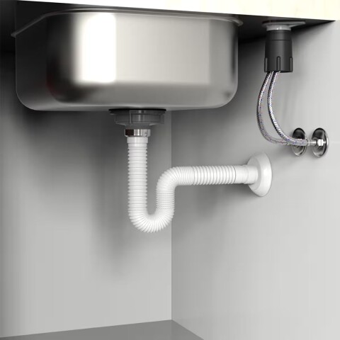 Sifón extensible corrugado bco tuerca metalica 72 cm Sifón Extensible Corrugado Bco Tuerca Metalica 72 Cm