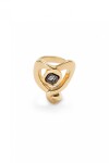 ANILLO EN ALEACIÓN DE METALES BAÑADO EN ORO 18K CON CORAZON Y CRISTAL NEGRO Anillo