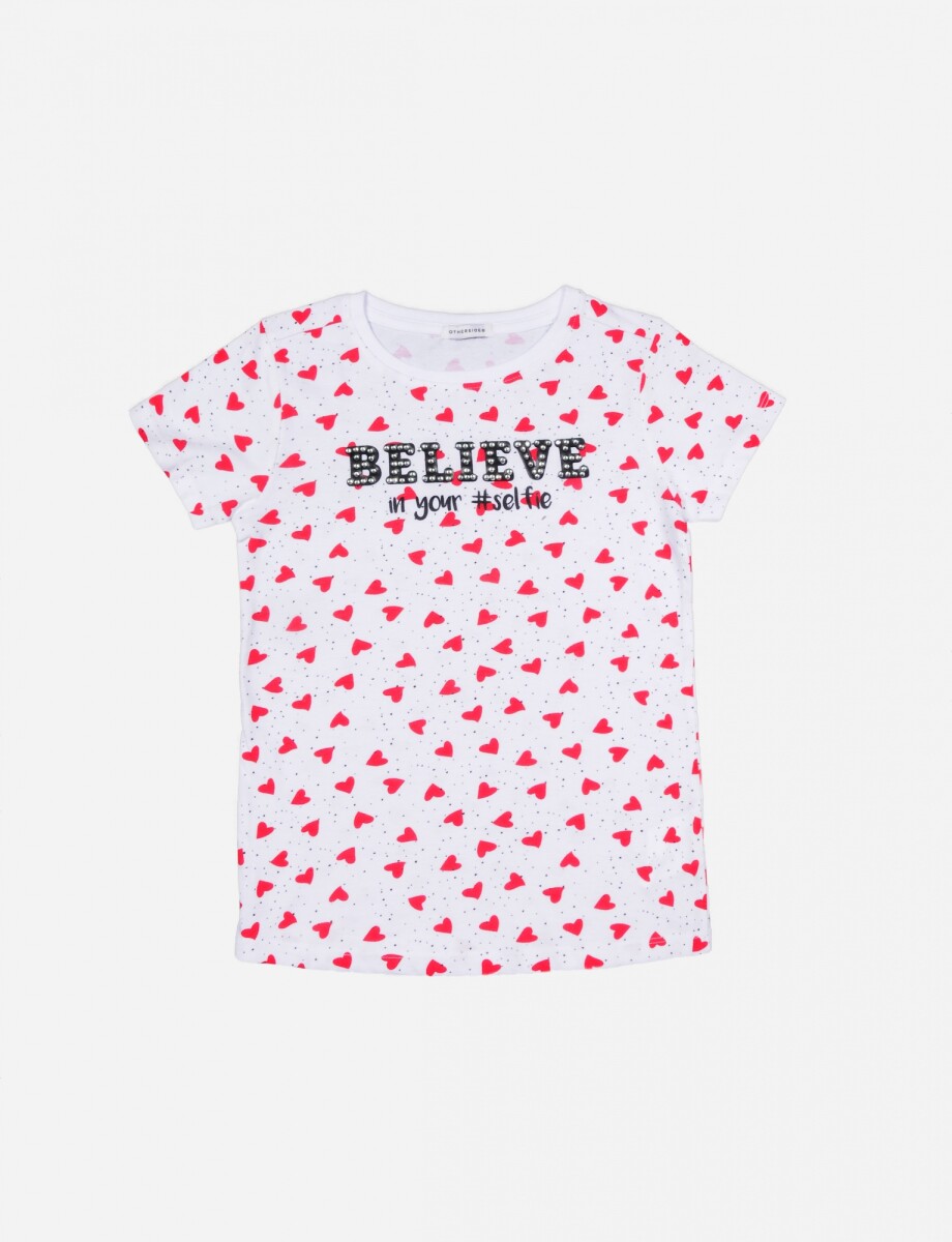 T-Shirt con diseño - Blanco y rojo 