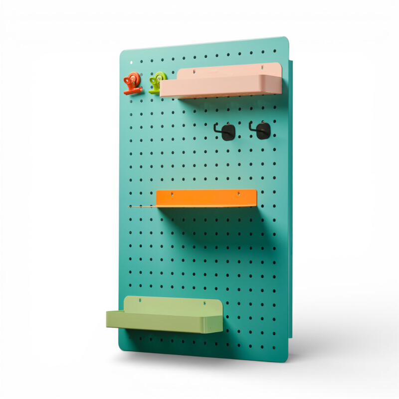 Panel perforado pegboard metálico organizador de pared 60x40 cm – Multiuso para el hogar Turquesa
