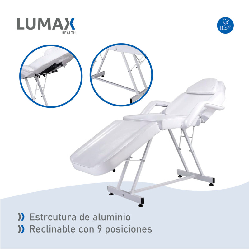 Camilla Reclinable Lumax Para Masajes Y Depilacion Tatuador Blanco