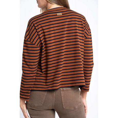 Remera Algodon Elastano Rayada Camel