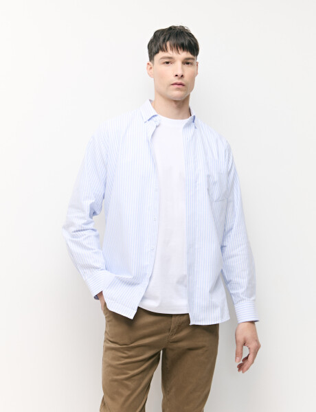 012726 CAMISA STRIPES WILL Blanco/celeste