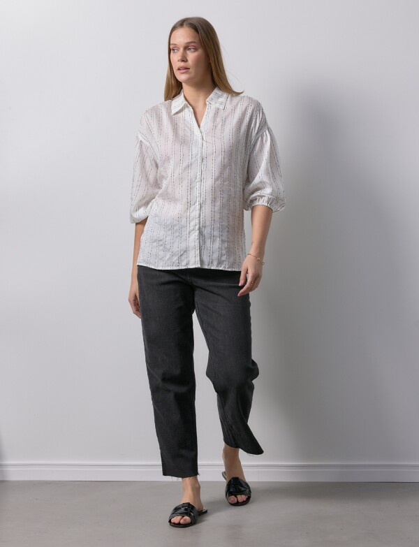 Camisa Tencel Lineas BLANCO/NEGRO