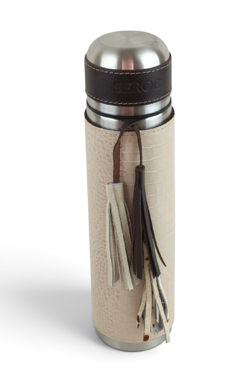 Kit termo y mate en cuero premium Beige