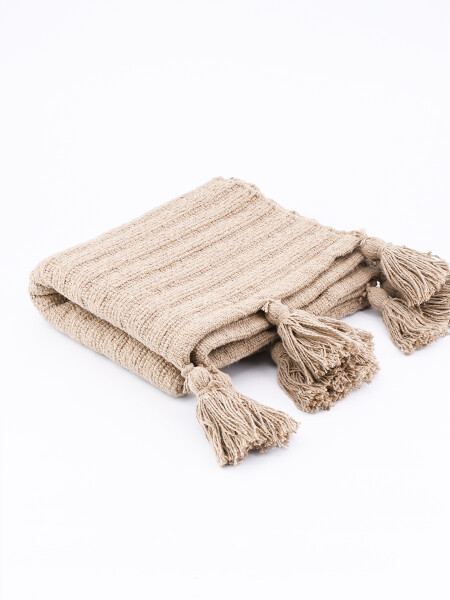 ALFOMBRA ALGODÓN BORLAS BEIGE (V)
