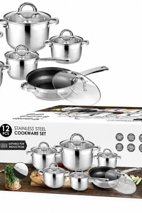 Batería De Cocina Sonifer Acero Inox 12 Piezas Inducción Batería De Cocina Sonifer Acero Inox 12 Piezas Inducción