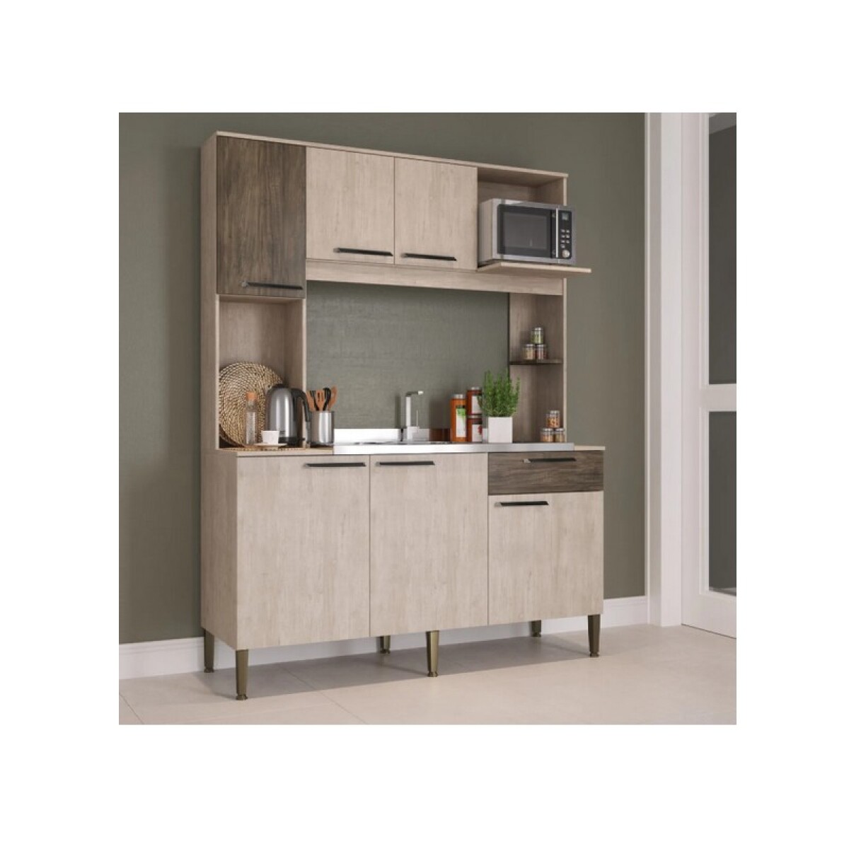 COCINA COMPACTA 1.68 M RUSTICO CARVALHO SINTRA ARTECAS MILAN 