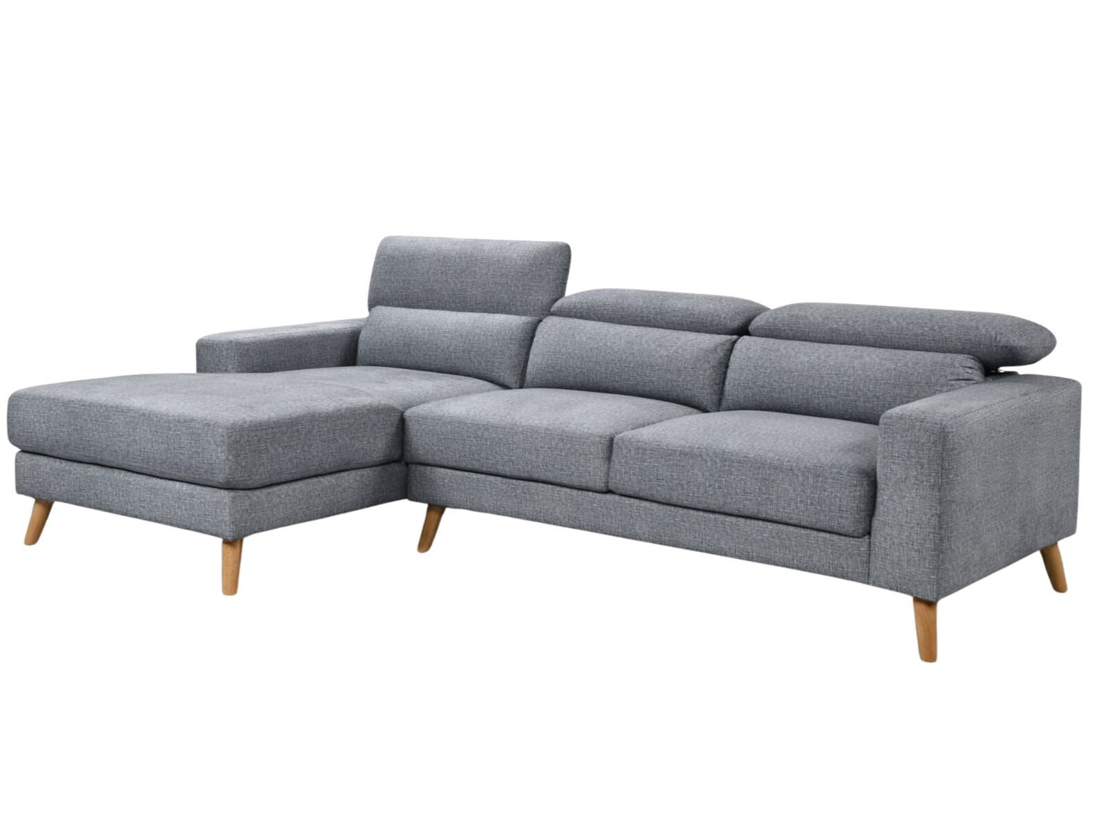 Sofá Chaise MILO en Tela Easy Clean - Gris 