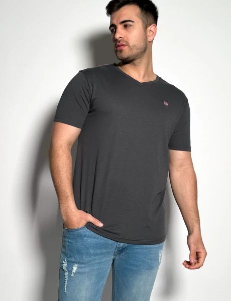 Remera lisa escote V Vex Topo