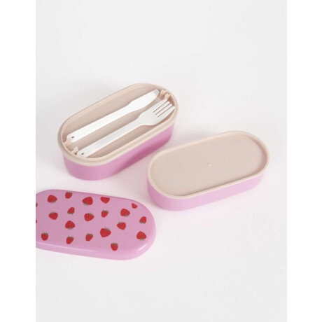 Lunchera Con Cubiertos Rosa Claro
