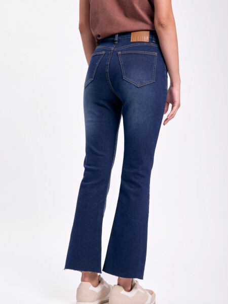 Pantalón jean cropped flare Azul Oscuro