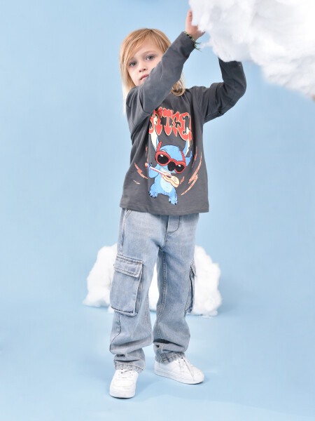 REMERA STITCH ROCK GRIS CLARO