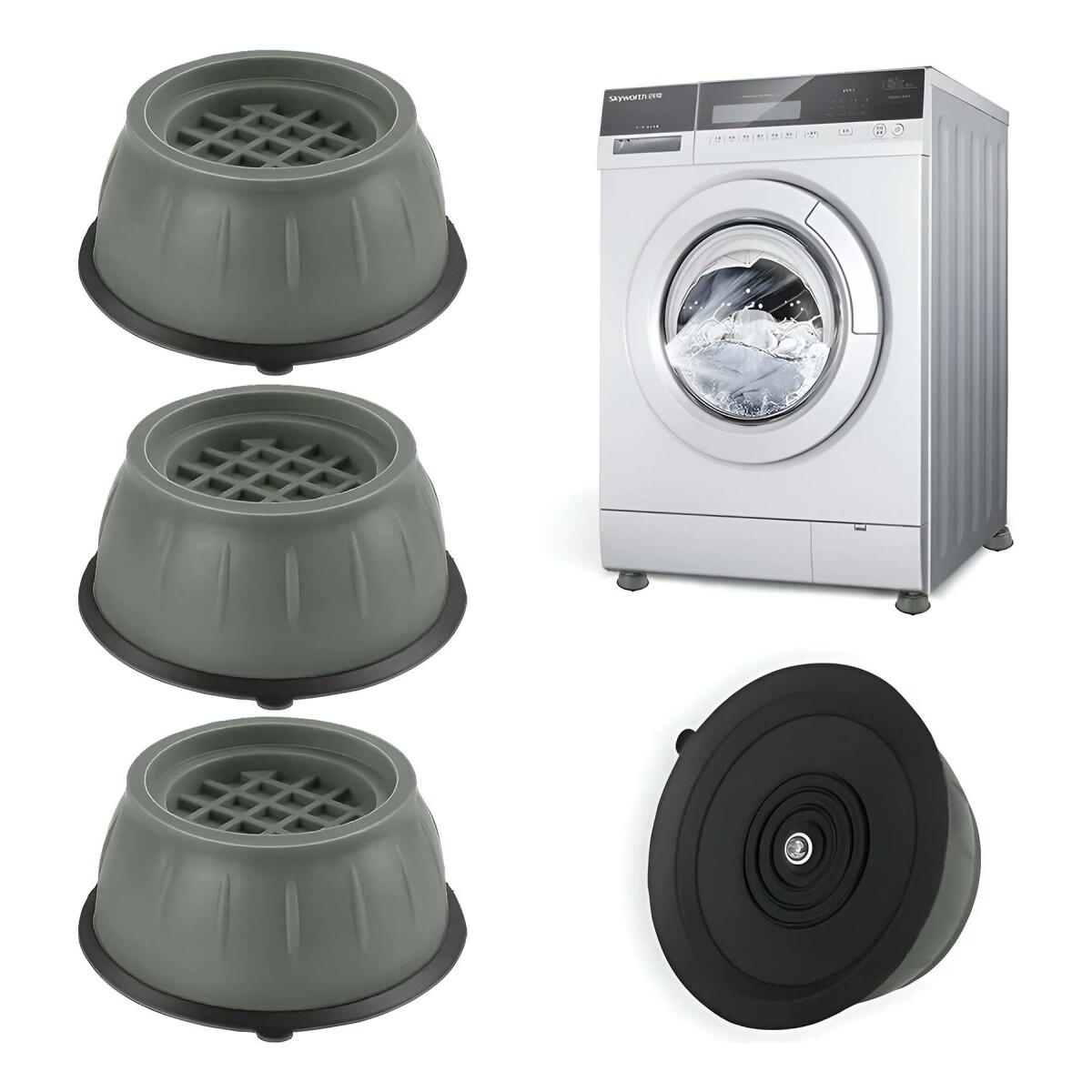 Set X4 Soportes Goma Antideslizante P/ Lavarropas Secarropa - Variante Gris Grande 