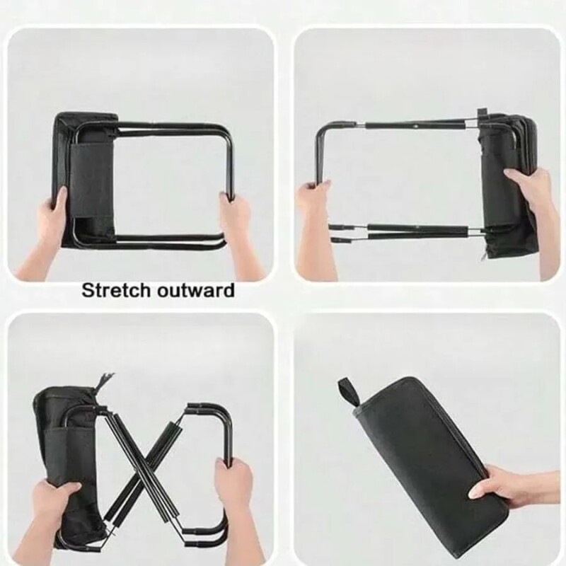 Asiento Plegable Portátil Tipo Cartera – Camping, Pesca, Picnic NEGRO