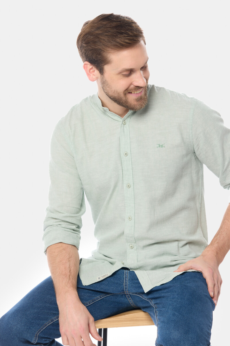 CAMISA DE LINO CUELLO MAO - Menta 
