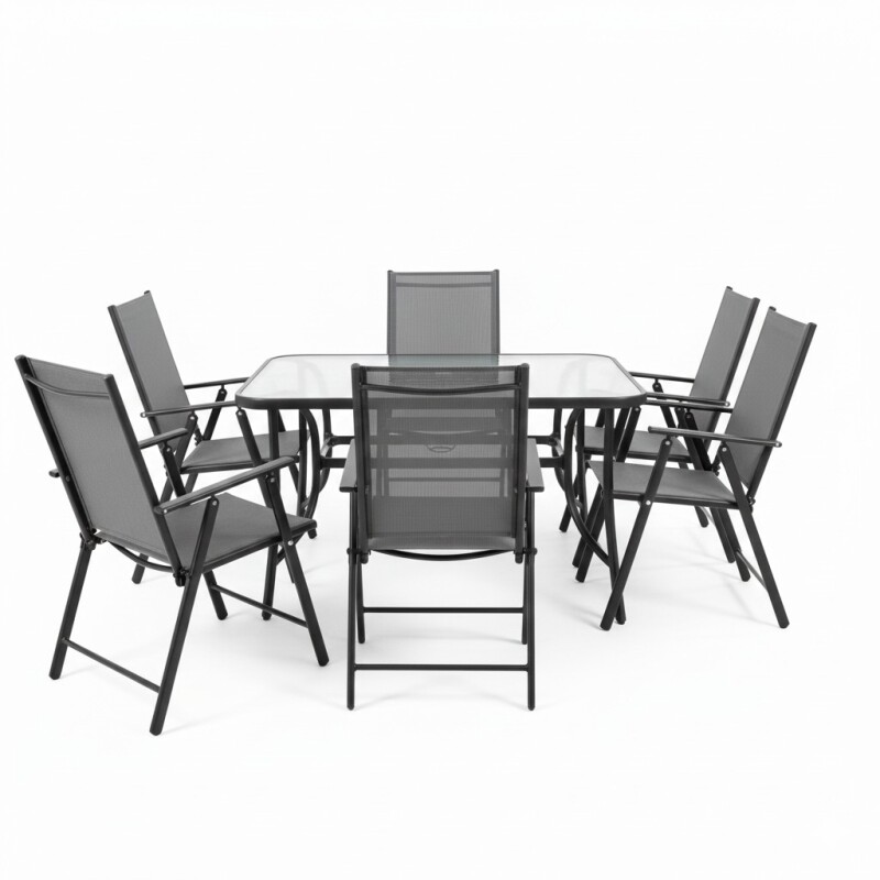 JGO MESA JARDIN NEGRO COMB 7PZAS Unica