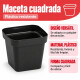 Maceta cuadrada 1,9 lts NEGRO