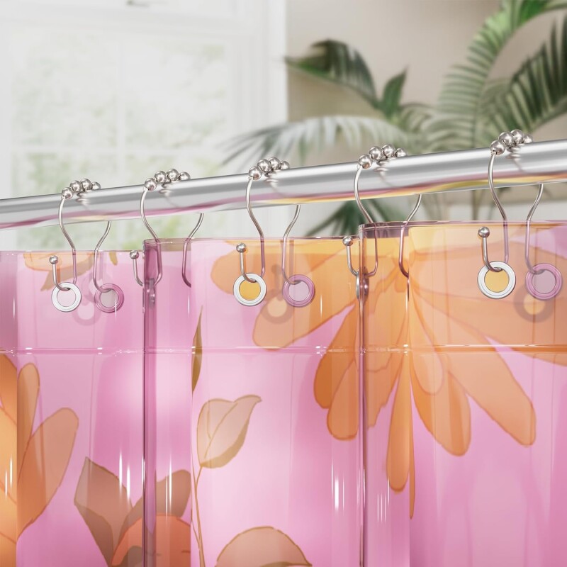 Set de 12 ganchos para cortinas de baño plata