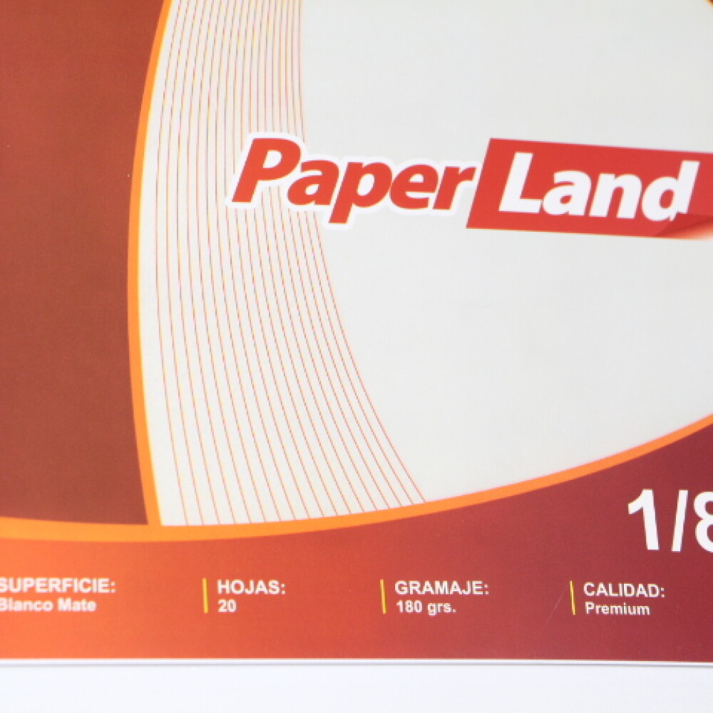 BLOCK PAPERLAND 1/8 W. X20 HOJAS 180G. BLOCK PAPERLAND 1/8 W. X20 HOJAS 180G.